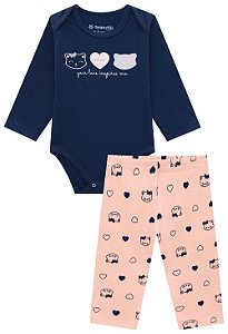 CONJUNTO BEBÊ MENINA COM ESTAMPA DE GATINHO BRANDILI