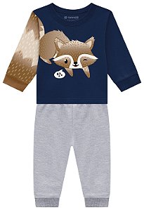 Conjunto Camiseta Malha e Calça Moletinho