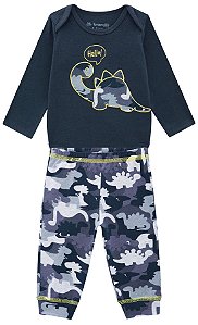 Conjunto Bebê Brandili Body e Calça Dino Camuflado Menino
