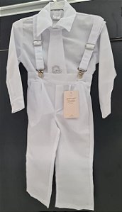 Conjunto de Batizado Com Suspensório Cor:Branco;Tamanho:2