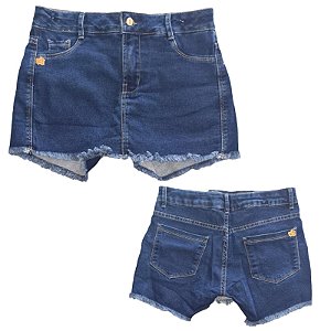 Shorts Saia Curto Feminino Pedro e Maria Cor:Jeans;Tamanho:16