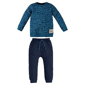 Conjunto de Inverno Infantil Masculino com Blusão e Calça em Moletom  UpBaby