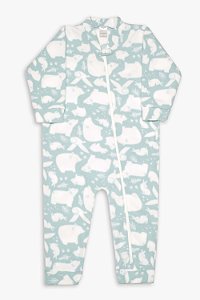 Macacão de Soft com Zíper Ursinhos Polares Verde Infantil - Dedeka