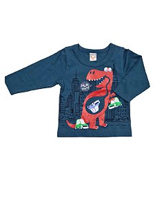 Camiseta Meia Malha Dino Azul - P