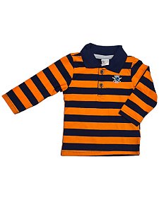 Camiseta Polo Manga longa Listras Laranja M