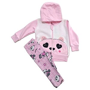 Conjunto Panda Moletom Rosa - M