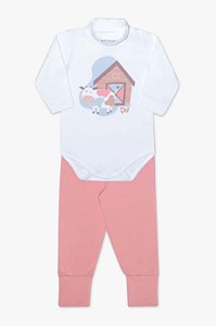 Conjunto de body térmico gola alta vaquinha para bebê