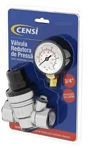 VALVULA REDUTORA DE PRESSAO 3/4" FEMEA C/MANOMET. CENSI 9666