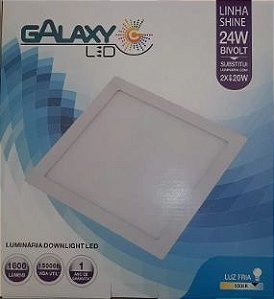 LUMINARIA DE SOBREPOR 24W QUADRADO LUZ BRANCA 6500K GALAXY 30X30 PLAFON LED SHINE BIVOLT
