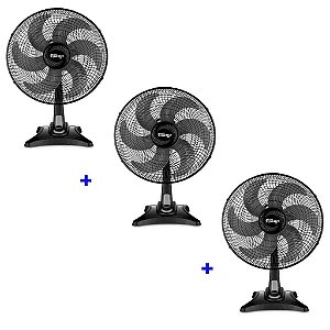 Kit 3 Ventilador Multi 40cm Turbo Silencioso 6 Pas Procel 3a