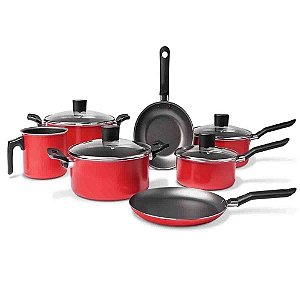 Conjunto Panelas Jogo Brinox Galic Vermelha 7 Peças
