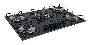 Cooktop À Gás 5 Bocas Chamalar Tripla Chama Vidro Bivolt