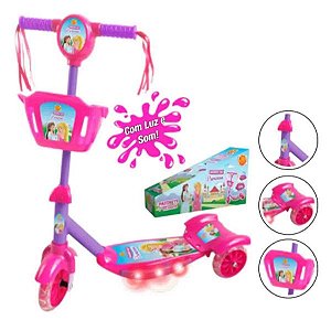 Dm Toys Patinete Com Cesta Cor Rosa/violeta Sonho De Princesa Para Crianças