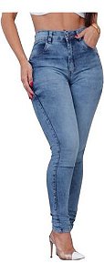 Calça Feminina Jeans Cós Alto Empina Bumbum Com Elastano Top