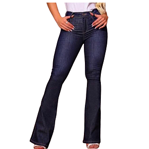Calça Jeans Feminina Flare Boot Coot Azul Escuro Super Luxo