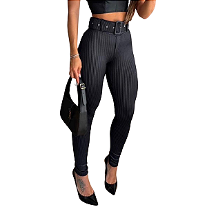 Calça Canelada Premium 3d Modeladora Feminina Com Cinto luxo