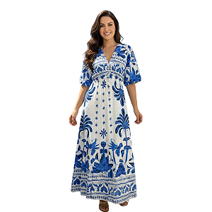 Vestido Longo Estilo Praia Feminino Casual Elegante Verão