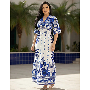 Vestido Longo Estilo Praia Feminino Casual Elegante Verão