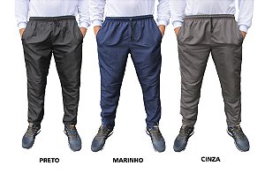Kit de 03 Calças de Tactel Forradas Com Bolsos e Filete Lateral