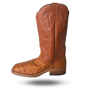 Bota de Avestruz Africano Cheio Caramelo