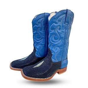 Bota de Arraia Baby Preta e Cano Azul