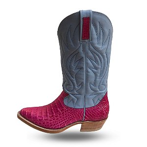 Bota de Jacaré parte das Costa Feminino Rosa