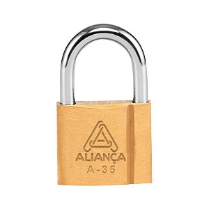 Cadeado De Latão Maciço Com Chave Bt 35mm Aliança