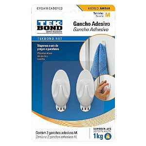 Gancho Adesivo Âmbar De Plástico M Branco Tekbond