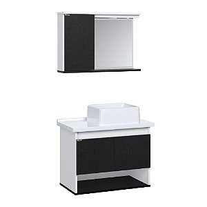 Kit Gabinete Para Banheiro Suspenso Bergamo Preto A J Rorato