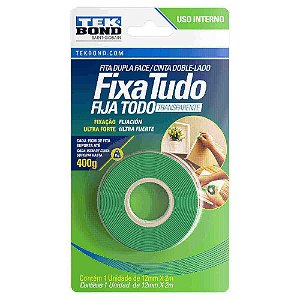 Fita Acrílica Fixa Tudo Dupla Face Interno Blister 12 Mm X 2m Tekbond