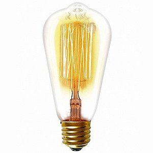 Lâmpada Filamento De Carbono E-27 40w 127v St64 3500k Luz Amarela Âmbar Taschibra