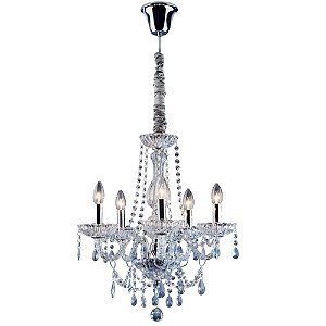 Lustre Clássico 5 Luzes E14 Transparente Bronzearte