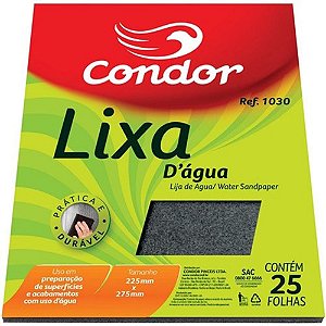 Folha De Lixa D'água Grão 120 1030 Preta Cx/25un Condor