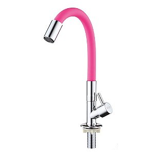 Torneira Bancada Flexível Em Metal Rosa Civitt