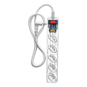 Filtro De Linha Dps 5 Tomadas 3 Pinos 10a Bivolt Energia Transparente Clamper