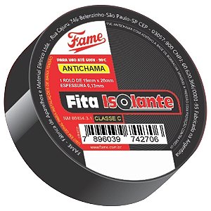 Fita Isolante 19mmx20mx0,13mm Preta Fame