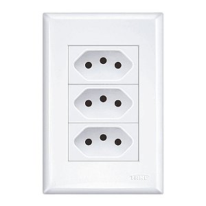 Tomada Tripla 2p+t Com Placa 20a/250v Evidence 3268 Branco Fame
