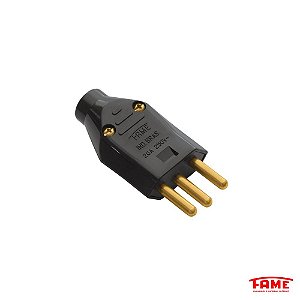 Plugue Juncao Macho Com Saida Lateral 180° Com Prensa Cabo 250v Preto Fame