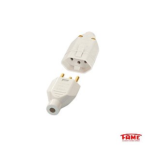 Plugue Juncao Macho E Tomada Juncao Femea Com Saida De Cabo 180° 250v Cinza Fame