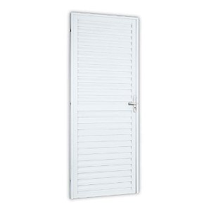Porta De Alumínio Laminada Lado Esquerdo 210x70cm Sólida Branca Mgm
