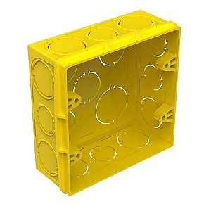 Caixa De Luz De Embutir Quadrada 4x4 Amarela Amanco