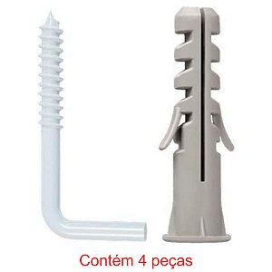 Bucha Nylon Sf Com Aba + Escápula Branca 6mm 4 Peças Sforplast