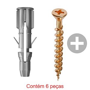 Parafuso Chipboard Chata Fenda Philips 4,5x60mm + Bucha Sfu8 6 Peças Sforplast
