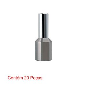 Terminal Pré-isolado Tubolar Simples Para Fios E Cabos De  4,0mm² Cinza 20 Peças Sforplast