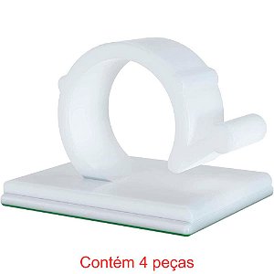 Clip Adesivo 13mm Branco 4 Peças Sforplast