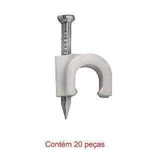 Fixa Fio Coaxial 4mm + Prego 1,8x25mm Branco 20 Peças Sforplast