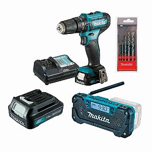 Kit Parafusadeira/furadeira E Rádio A Bateria 12v Kit Hp333+mr052 Makita