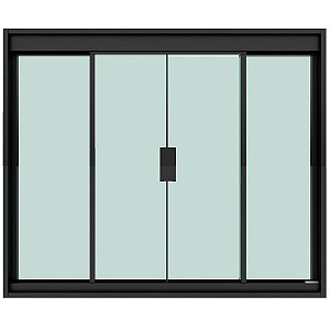 Janela De Correr Em Alumínio Preto Vidro Incolor 1200x1000mm 4 Folhas Blinglass