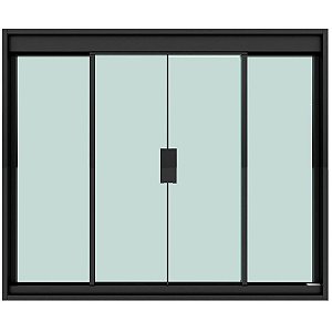 Janela De Correr Em Alumínio Preto Vidro Verde 1200x1000mm 4 Folhas Blinglass