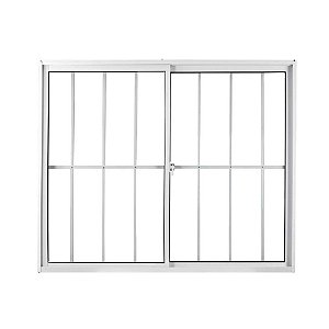 Janela De Correr Em Alumínio Com Grade Vidro Mini Boreal 2 Folhas 100x100cm Soft Branca Mgm
